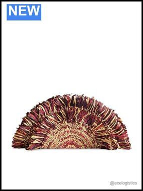 Raffia Fringe Clutch Handbag with Magnetic Closure Lightweight Evening Bag